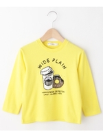 【150cmまで】ピクセルFOODプリント長袖Tシャツ/レモンイエロー(031)