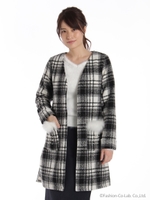 チェックFOXファーコーディガン/シロ