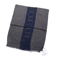 バーバリーブラックレーベル ロゴストール 29220グレー系 薄手のストール、ブラックレーベルのロゴ入り