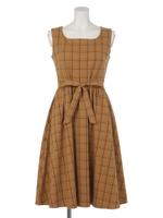 【sw】Rayコラボチェックロングワンピース/イエロー