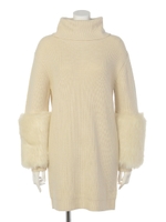 Faux Fur SLVオフタートルKNIT OP/IVOY