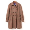 ガンクラブチェックウールロングコート 38 バーバリーブルーレーベル 72910 BURBERRY BLUE LABEL ブラウン レディース