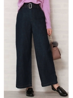 ベルト付ワイドデニム/ホワイト(030)