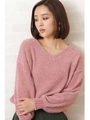 スウェードモールニット/ピンク(090)