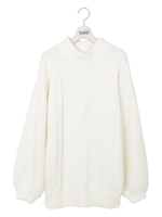 ハイネックモールケーブルプルオーバー/ピンク