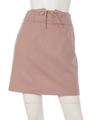 ウール混レースアップタイトスカート/ピンク