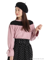 プチハイネックバルーン袖ブラウス/ピンク