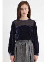 シフォン切り替えベロアブラウス/KOHL(010)