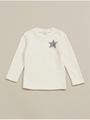 babyローゲージ接結スターモチーフ長袖Tシャツ/ブルー