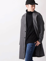 WEGO/ウールチェックオーバーコート