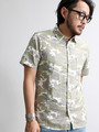WEGO/フレンチリネンMIXカモフラシャツ
