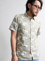 WEGO/フレンチリネンMIXカモフラシャツ