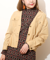 【5倍pt対象】バックフリルミリタリーシャツブルゾン