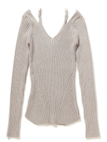 ショルダーストラップリブニットトップス/ピンク