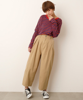 カラーテーパードワイドパンツ