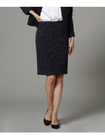 [L]ストレッチツイードタイトスカート/ブラック(419)