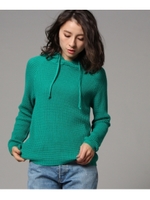 【洗える】2WAYワッフルフーデットパーカー/グリーン(022)