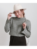 【Alluge】アンゴラ風モチモチリブニット/グレー(006)