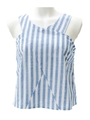 【Settimissimo】ストライプクロスアメリカンスリーブトップス/サックスブルー(020)