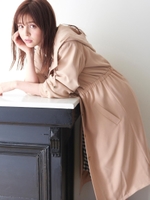 フードロングコート/ピンク