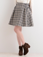 フェミニンチェックレースアップスカパン/ブラック柄