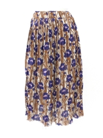 【ANAP】レトロ花柄プリーツロングスカート/パープル(022)