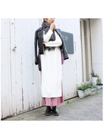 ロングニットスリットワンピース/アイボリー