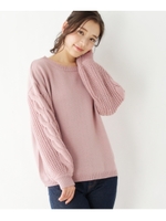 袖もこもこケーブル編みニット/ベビーピンク(071)