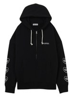 HEART SLEEVE BIG SWEAT ZIP HOODIE/ブラック