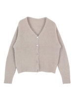フェザーヤーンVネックカーディガン/ライトグレー