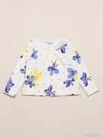 ３２／２天竺アズーロドットプリントフリルカットソー/ブルー