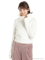 ケーブル編みオフタートルニットＰＯ/ラベンダー