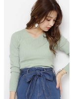 コットンモダールリブVニット/ホワイト(030)