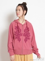 裾プリーツ イーラーショシュ刺しゅう裏毛パーカー/ピンク