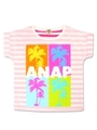 【ANAP KIDS】裏刷ボーダーパームツリーTシャツ/ピンク(008)