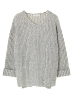 ・Mixカラー畦Vネックプルオーバー/杢グレー