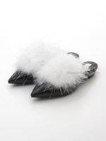【REZOY】フェザーカバー付き2WAYスリッパ/ブラックエナメル