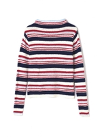 マルチボーダーハイネックニット/ネイビー×サックス×ホワイト1(121)