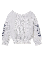 刺繍スリーブパフブラウス/マルチ