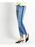 【洗濯機で洗える】切りっぱなしストレッチデニムパンツ/ブルー(692)