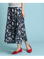 ボタニカル柄フレアスカート/ネイビー(693)