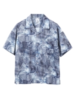 COLLAGE OPEN COLLAR SHIRT/ブラック