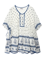 COTTON PRINT TOP/ブルー