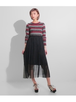 【Settimissimo】ITALY ボーダーチュールドッキングワンピース/ワイン(026)