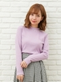 Kリブ　装飾付 ハーフネック トップス/アカ