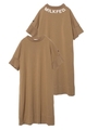RIB SLEEVE DRESS/ベージュ
