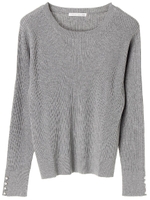 ・・パール釦カフスプルオーバー/杢グレー