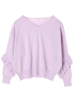・ラッフルスリーブニットプルオーバー/ラベンダー