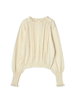 《EDIT COLOGNE》モックネック柄編みニット/レモン(060)