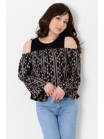 プロヴァンス柄レイヤードトップ/NAVY